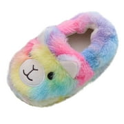Coopserbil; Girls' Cartoon Plush Slippers, Multicolor, Size 11